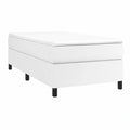 Boxspringbett 90x200 cm Weiß Kunstleder mit Stauraum
