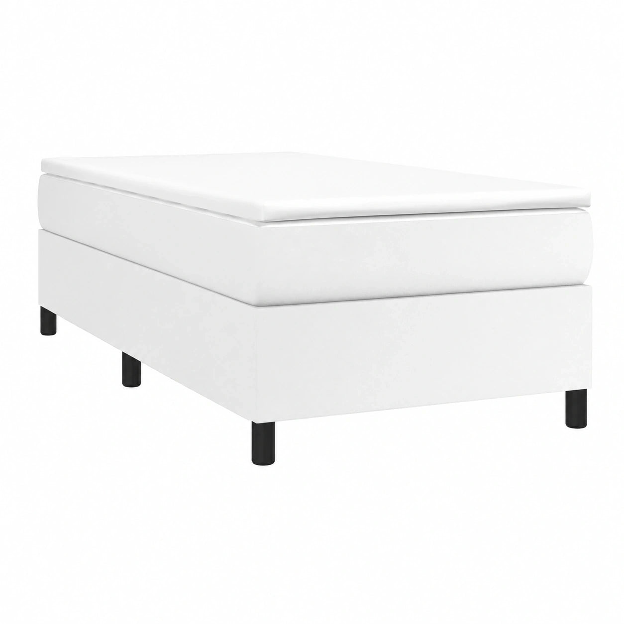Boxspringbett 90x200 cm Weiß Kunstleder mit Stauraum
