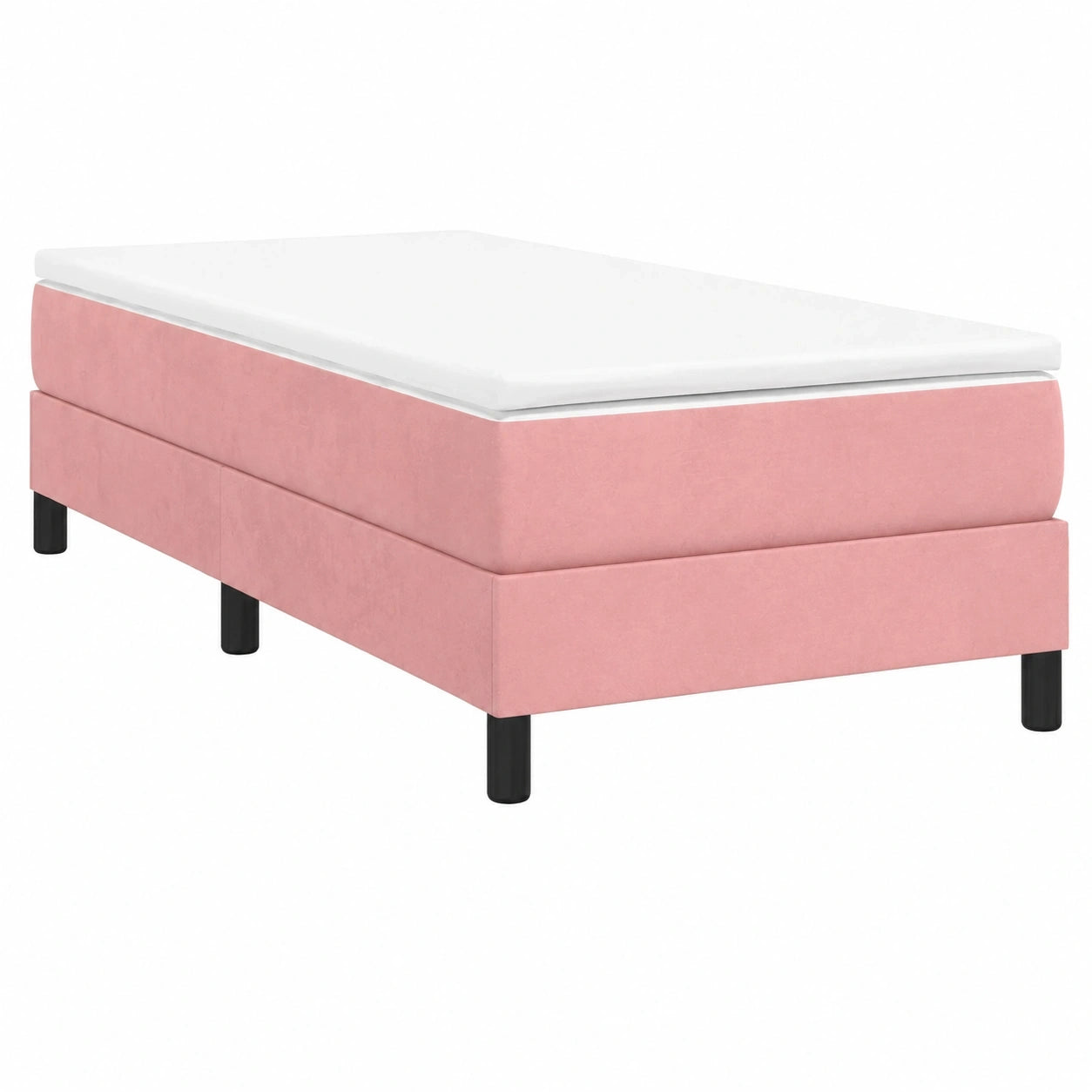 Elegantes Boxspringbettgestell, Polsterbett in Rosa, 100x200 cm mit Lattenrost