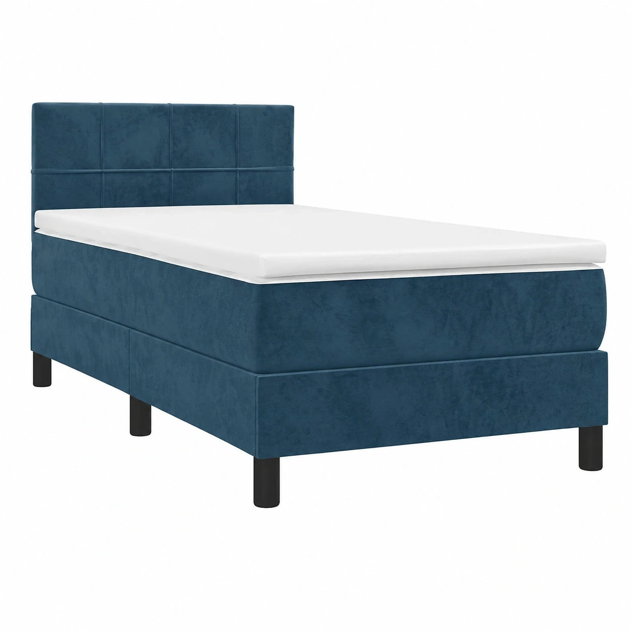 Polsterbett mit LED und Matratze, Samt, Dunkelblau, 90x200cm