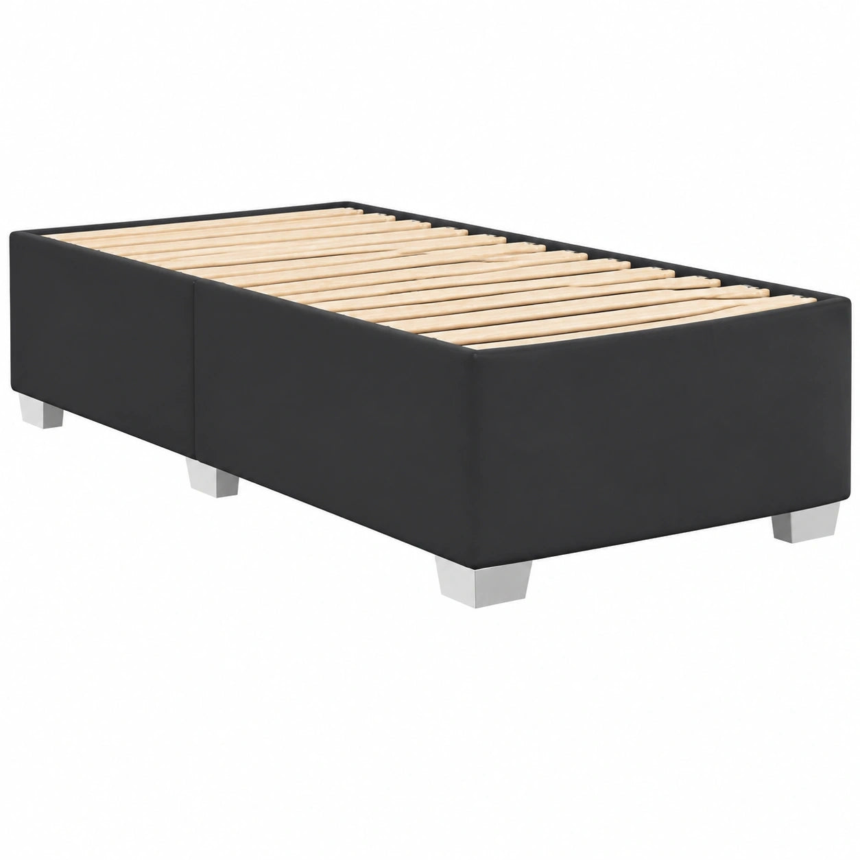 Schwarzes Einzelbett aus Kunstleder mit Lattenrost 90x200cm für Schlafzimmer