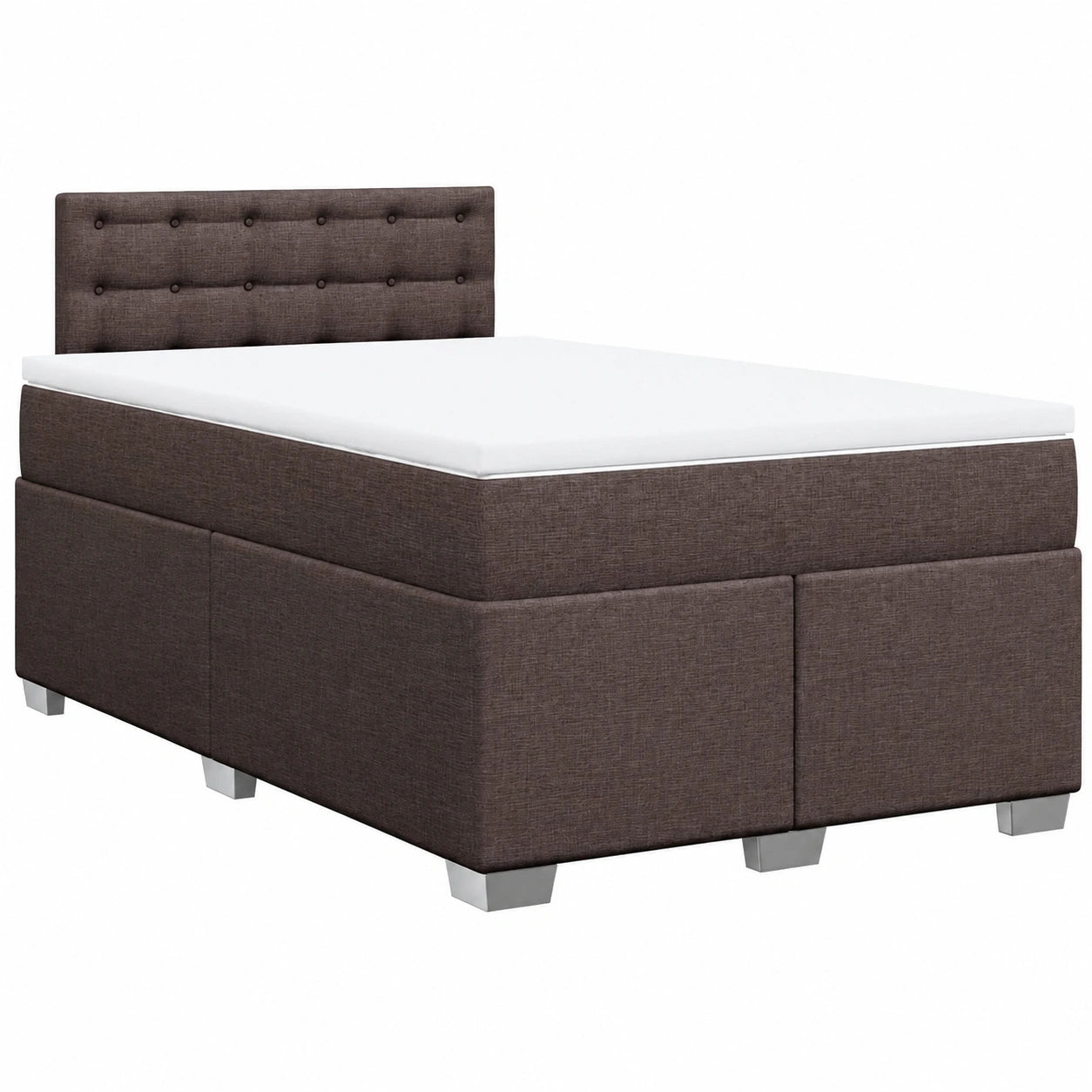 Gepolstertes Boxspringbett mit Matratze und Topper, Dunkelbraun, 120x200cm, Inklusive Kopfteil und Lattenrost