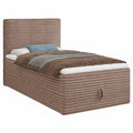 Boxspringbett mit Bettkasten, Bonell-Matratze & Topper, Cordstoff, Braun, 100x200 cm