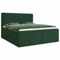 Sofnet Boxspringbett Mollo mit Stauraum, Doppelbett inkl. Bonell-Matratze und Topper, Eckiges Polsterbett in Cord, Schlafzimmerset Grün (160 x 200 cm)