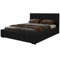 MARPUR Designer-Polsterbett Nero, 200x200 cm, Doppelbett in Schwarz mit Stauraum und Holzlattenrost