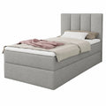 Sofnet Boxspringbett Star Mini mit Stauraum, Bonellfederkernmatratze und Topper - Komfort-Einzelbett für Schlafzimmer und Jugendzimmer, Grau, 100x200 cm