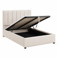 Einzelnes Boxspringbett 90x200 cm mit Bettkasten und Lattenrost, Gepolstertes Stauraumbett für Schlafzimmer