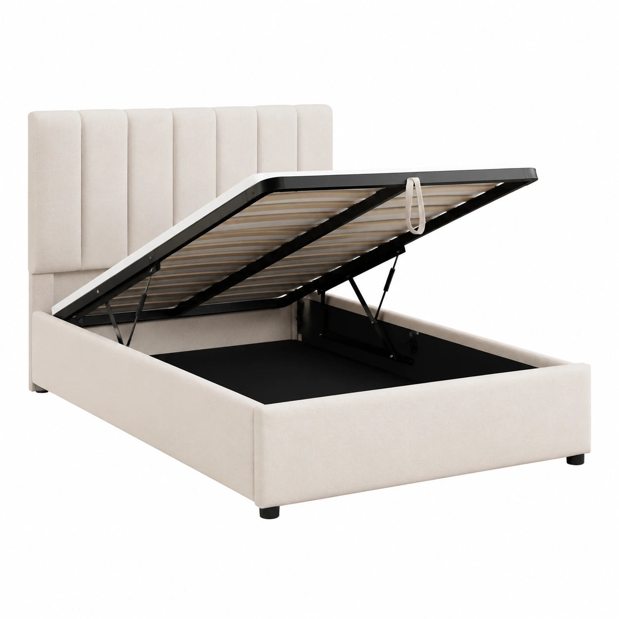 Einzelnes Boxspringbett 90x200 cm mit Bettkasten und Lattenrost, Gepolstertes Stauraumbett für Schlafzimmer