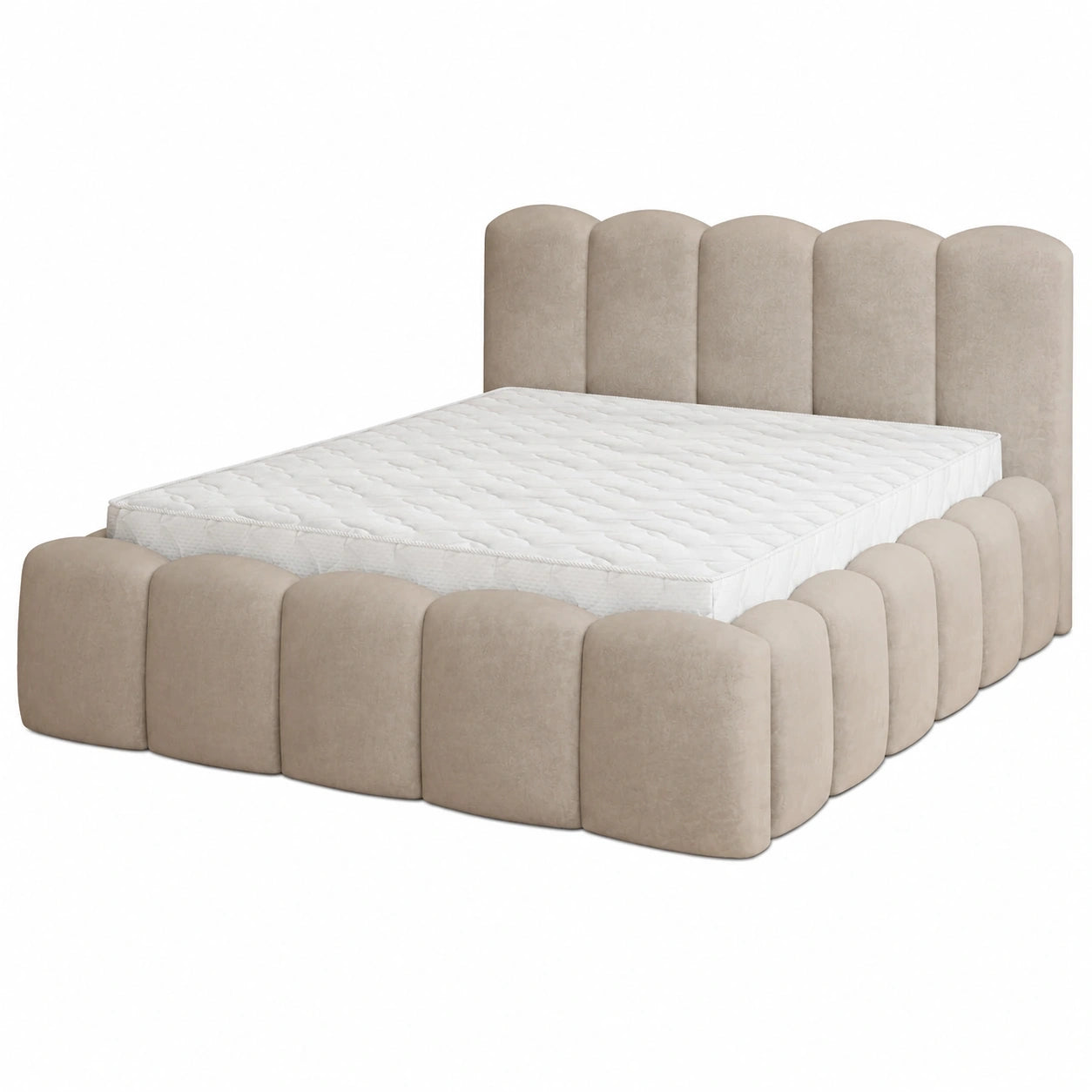 Masseno Polsterbett FALINA 180x200 cm mit Bettkasten und Lattenrost - Beige