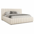 GRAINGOLD Bliss Polsterbett 140x200 cm, Bettkasten & Stauraum, Samtstoff, inklusive Lattenrost, Kopfteil, Beige, ohne Matratze