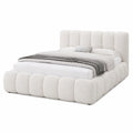 Elegantes Polsterbett 140x200 cm mit Bettkasten und Bouclé-Stoff, inklusive Lattenrost und Kopfteil, Beige