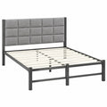 Modernes Metallbett 140x200 cm mit Lattenrost und Kopfteil, Stilvolles Polsterbett für Schlafzimmer, Einfacher Aufbau, Graues Doppelbett ohne Boxspring