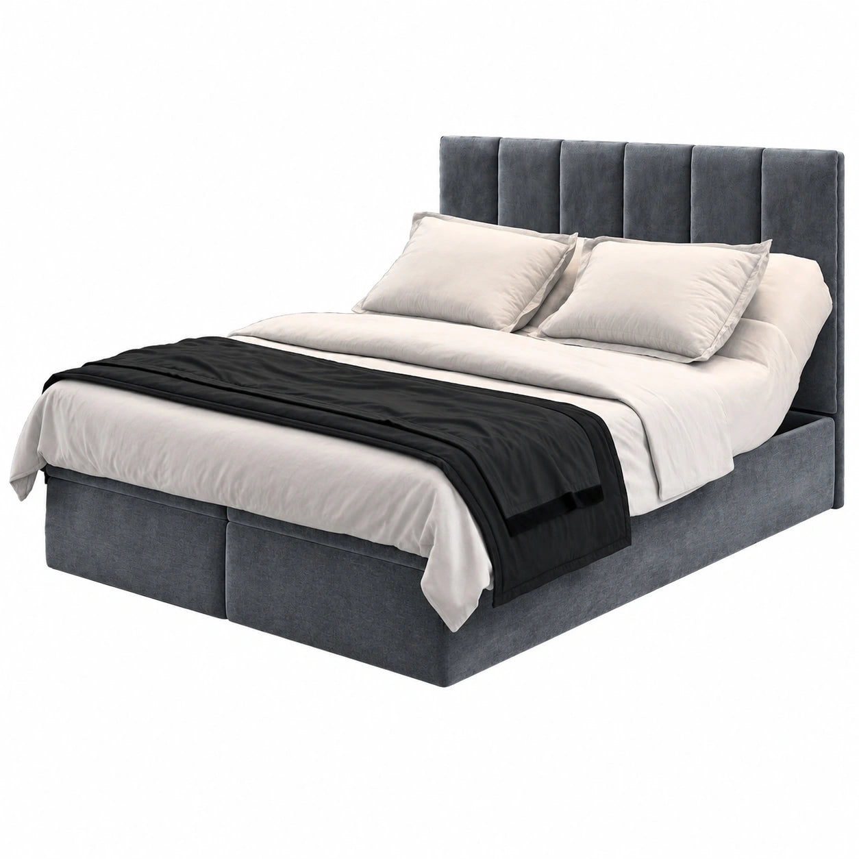 Masseno Polsterbett BARINO 140x200 cm Set mit Matratze und Topper, Bettkasten inklusive, Grau, Modell Paros 06