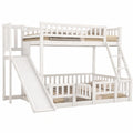Merax Kinder-Etagenbett mit Rutsche und Stauraum in Weiß, 90x200 / 140x200, Hochbett inklusive Lattenrost