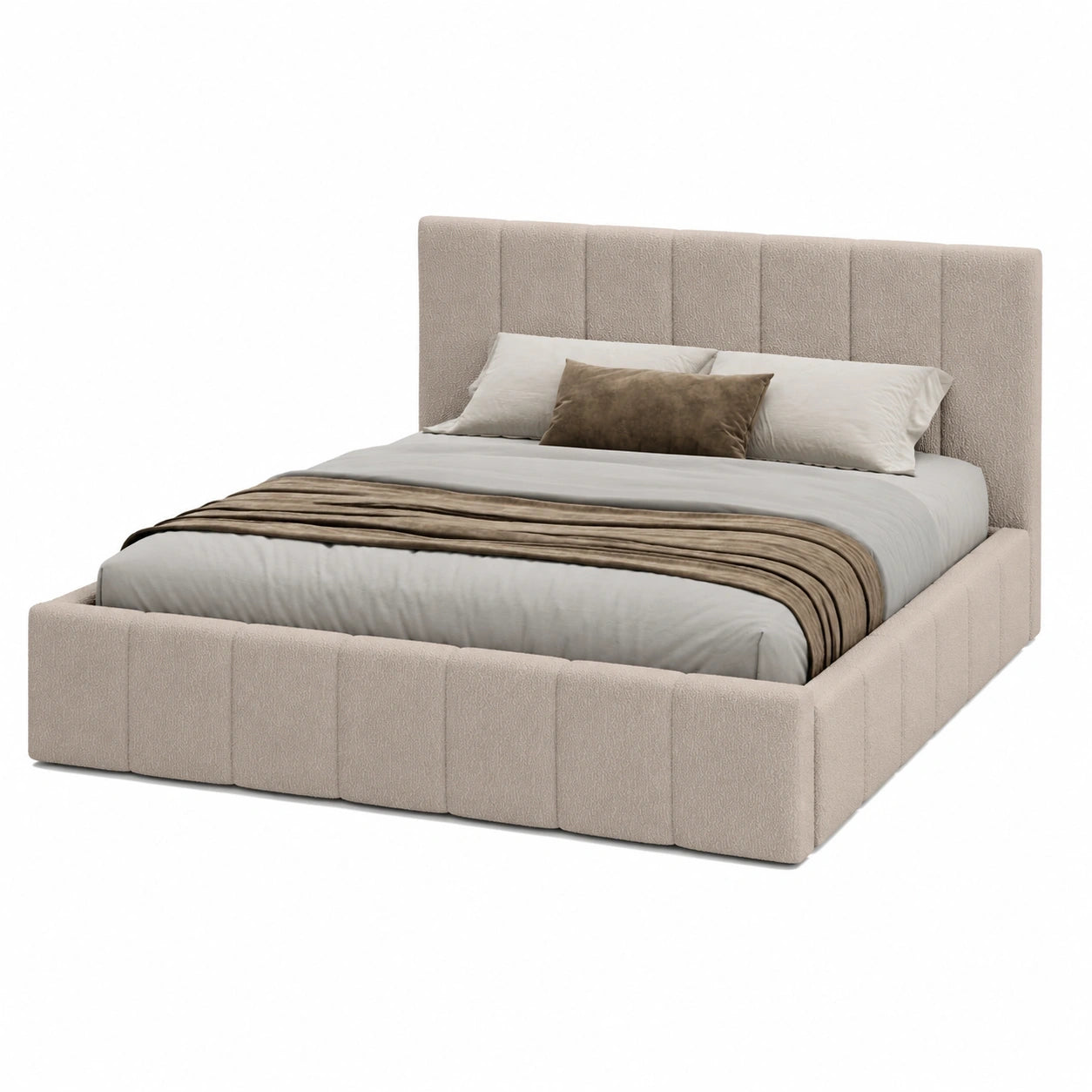 Beige Polsterbett 200x200 cm mit Stauraum - Handorf Kollektion