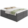 Luxus Boxspringbett mit Stauraum - Doppelbett mit Bonell-Federkernmatratze und Topper, Polsterbett für Schlafzimmer, Freistehend (Graphit, 160 x 200 cm)