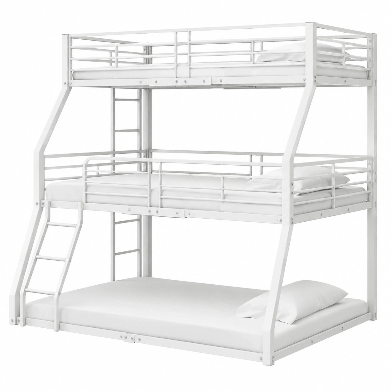 Robustes 90x200cm Metall-Etagenbett für Kinder und Erwachsene, Weiß