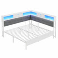 AOGLLATI Modernes Schlafsofa 140x200 mit Stauraum und LED, Jugendbett mit Steckdosen, Sofa Bettgestell aus Metall, Weiß
