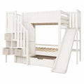 Hochbett für Kinder mit Rutsche, Leiter, Schrank & Schubladen, 90x200 cm, Weiß