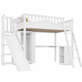 Multifunktionales Kinderhausbett 90x200 cm mit Rutsche und Stauraum