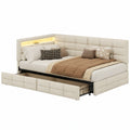 Modernes Polsterbett 90x200 cm mit LED & USB-C, Jugendbett mit Stauraum und Lattenrost