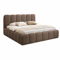 Furnistar Gepolstertes Doppelbett Mia 160x200 cm mit Bettkasten und Lattenrost, modernes Design ohne Matratze, Stauraumbett in Braun für Schlafzimmer
