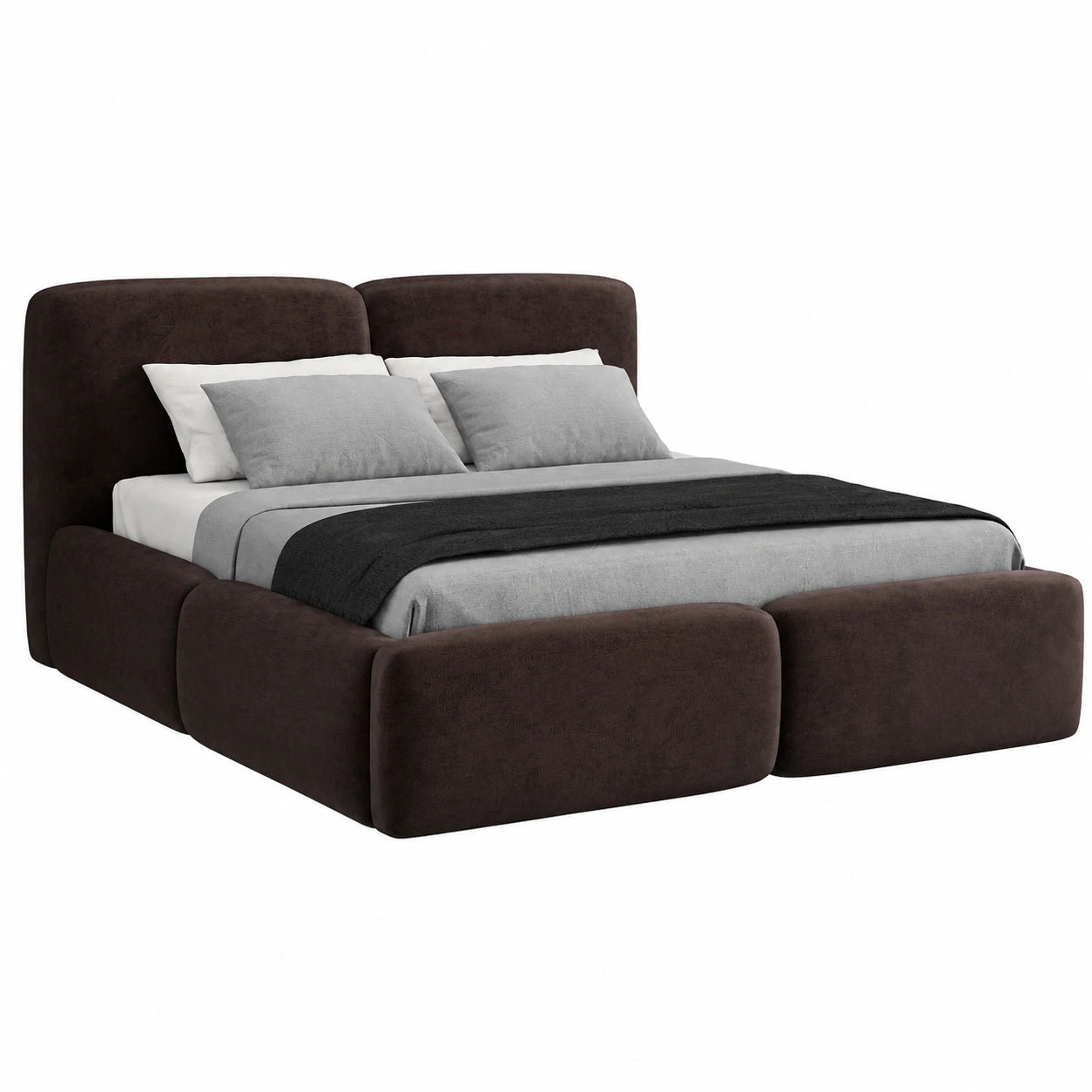 Elegantes Polsterbett 180x200 mit Stauraum und Lattenrost in Dunkelbraun