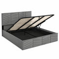 Vielseitiges Doppelbett 180x200 cm mit Stauraum, hydraulischem Lattenrost und Samtbezug – Grau, ohne Matratze