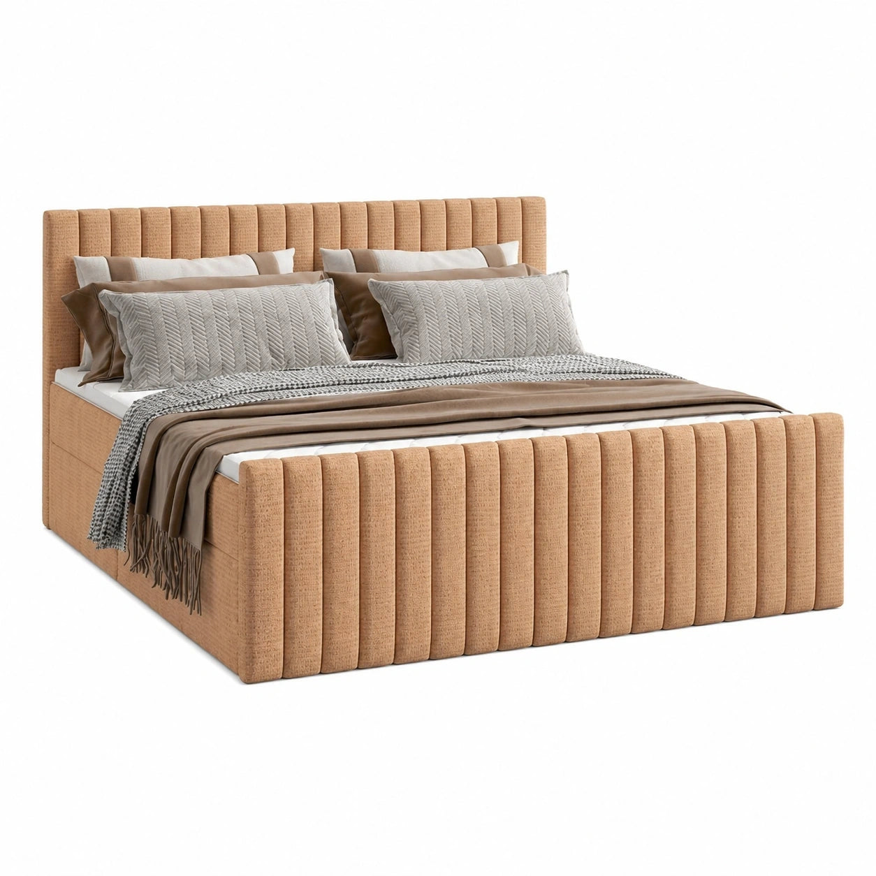 Boxspringbett 120x200 cm mit Stauraum, Polsterbett für Jugendzimmer, Komplettset mit Bonell-Matratze