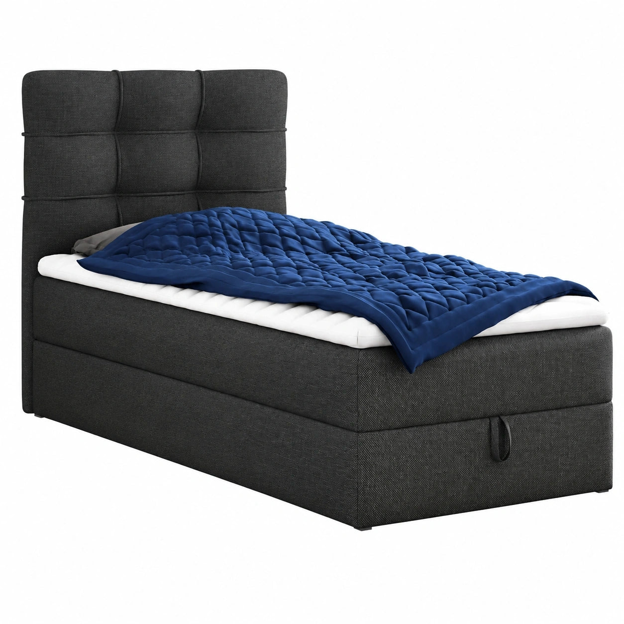Sofnet Boxspringbett mit Bettkasten und Matratzentopper, Einzelbett 90x200 cm, Bonell-Federkern, Schwarz