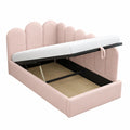 Samt-Polsterbett 90x200 mit Stauraum und Lattenrost, Jugend- und Kinderbett, Rosa, ohne Matratze