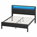 KIMENICH Polsterbett 140x190 mit LED-Beleuchtung und Ladestation, Inklusive Lattenrost, Schwarz, Ideal für Schlafzimmer und Gästezimmer