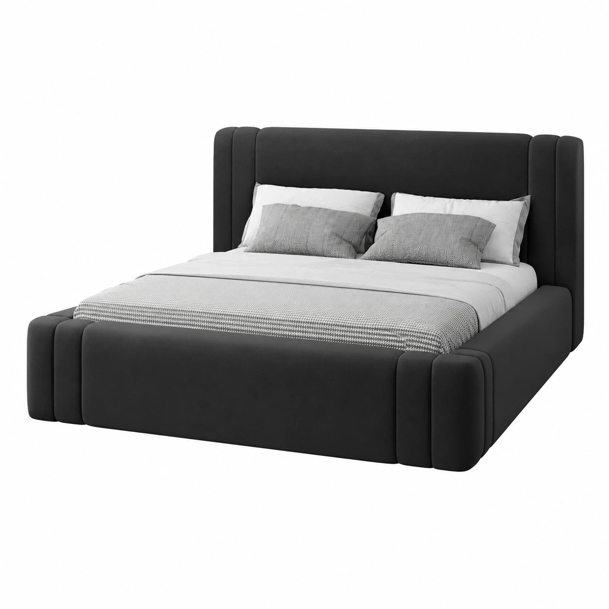 Modernes Polsterbett 180x200 cm mit Stauraum und Lattenrost in Schwarz
