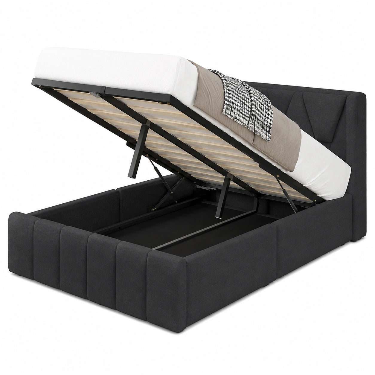 DICTAC Jugendbett 90x190 mit LED, Bettkasten & Ladestation