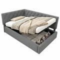 Merax Komfort-Tagesbett 90x190 cm mit Stauraum, Jugend- und Kinderbett aus Holz, Samtgrau