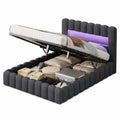 Polsterbett 140x200 mit Stauraum, LED und USB, Boxspringdesign in Grau
